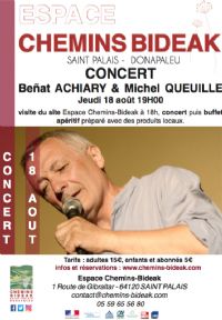 Soirée musique et gastronomie avec Beñat Achiary et Michel Queuille. Le jeudi 18 août 2016 à Saint Palais. Pyrenees-Atlantiques.  18H00